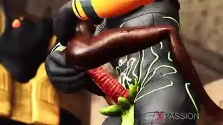 أنوبيس يطلق وحشيته على حورية سوداء راغبة