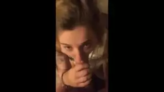 blonde teen deepthroats for his pleasure