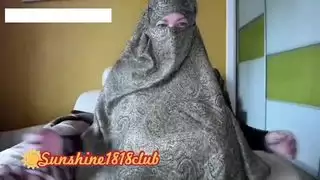 زوجة عربية مع ثدي كبير في كاميرا ويب الحجاب المسلمة تظهر تسجيل نوفمبر